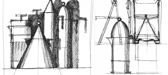 Opera grafica di Aldo Rossi per il progetto di caffettiera Laconica